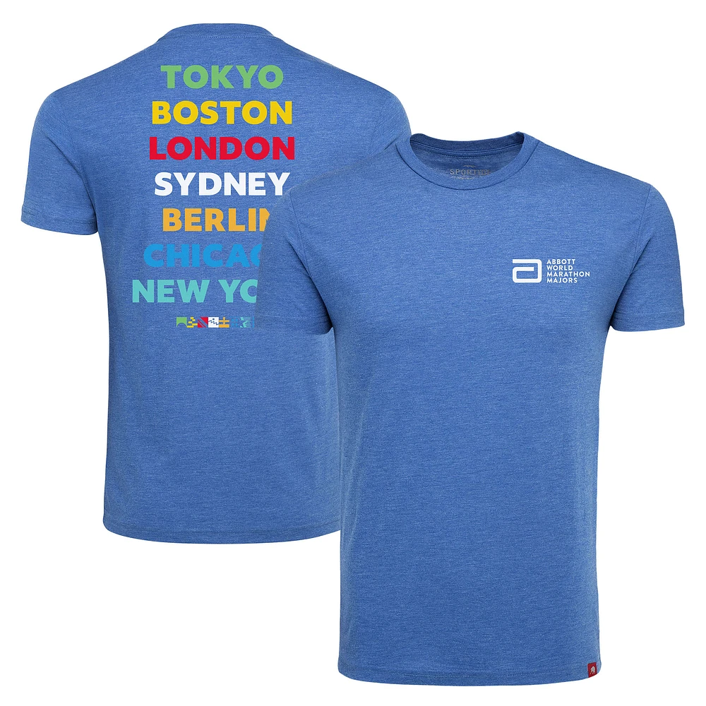 Unisex Sportiqe Heather Royal Abbott World Marathon Majors Comfy Tri-Blend T-Shirt