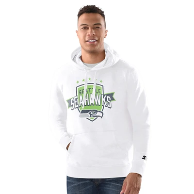 Men's Starter White Seattle Seahawks Vintage Pullover Hoodie