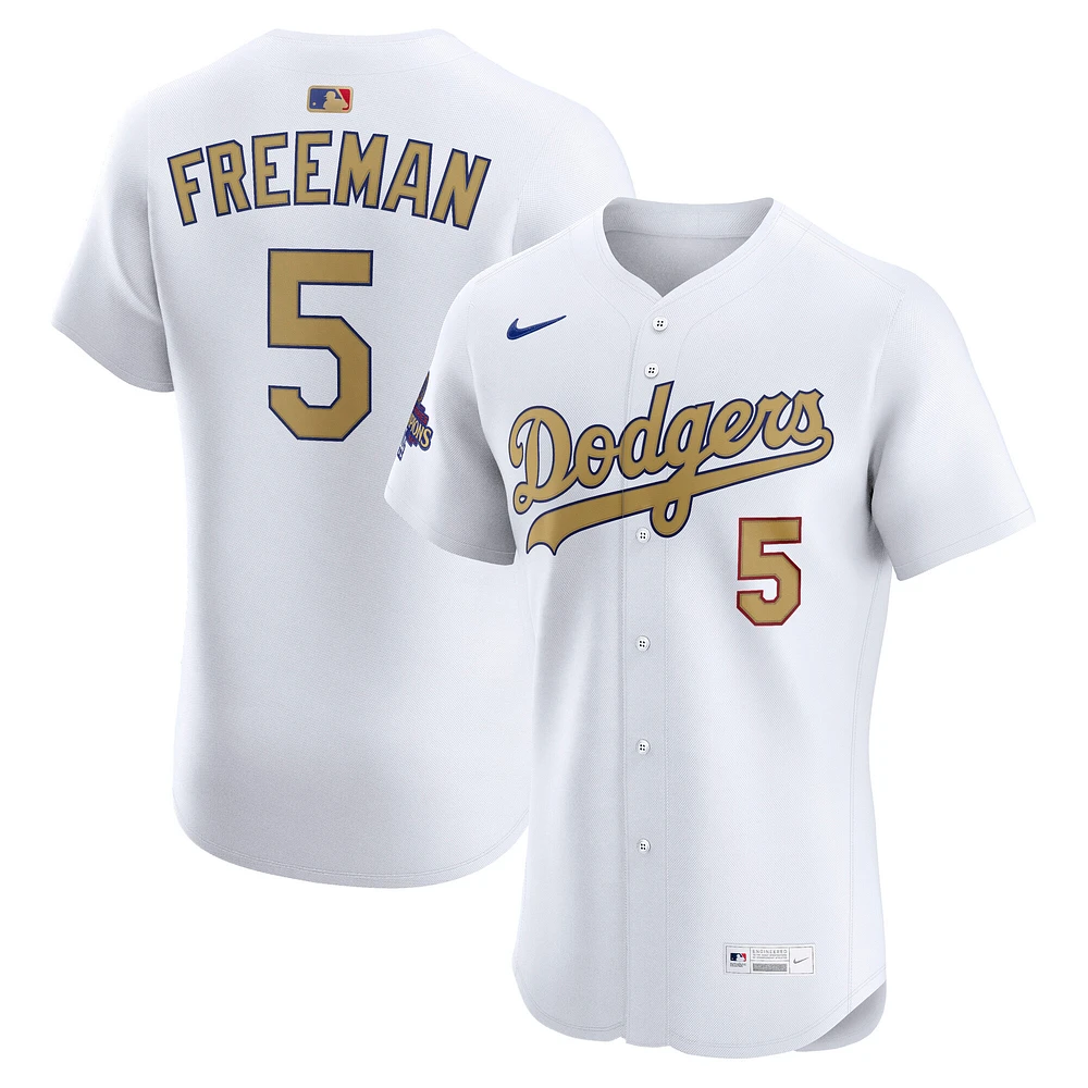 Men's Nike Freddie Freeman White Los Angeles Dodgers 2025 Gold Collection Elite Jersey
