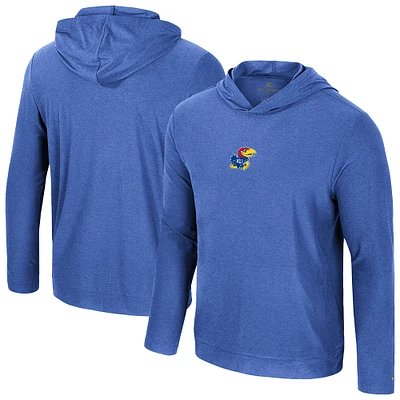 Men's Colosseum Royal Kansas Jayhawks Long Sleeve T-Shirt Hoodie