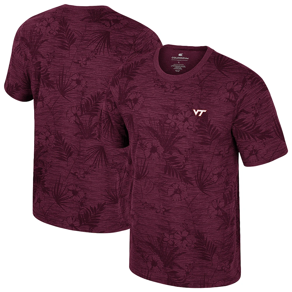 Men's Colosseum Maroon Virginia Tech Hokies Floral Printed T-Shirt
