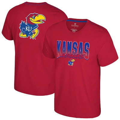 Men's Colosseum Red Kansas Jayhawks Dual Logo T-Shirt