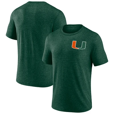 Men's Green Miami Hurricanes Left Distressed Logo Tri-Blend T-Shirt