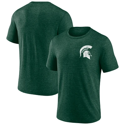 Men's Green Michigan State Spartans Left Distressed Logo Tri-Blend T-Shirt