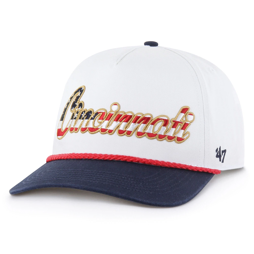 Men's '47 White Cincinnati Bengals Patriotic Overhand Hitch Adjustable Hat