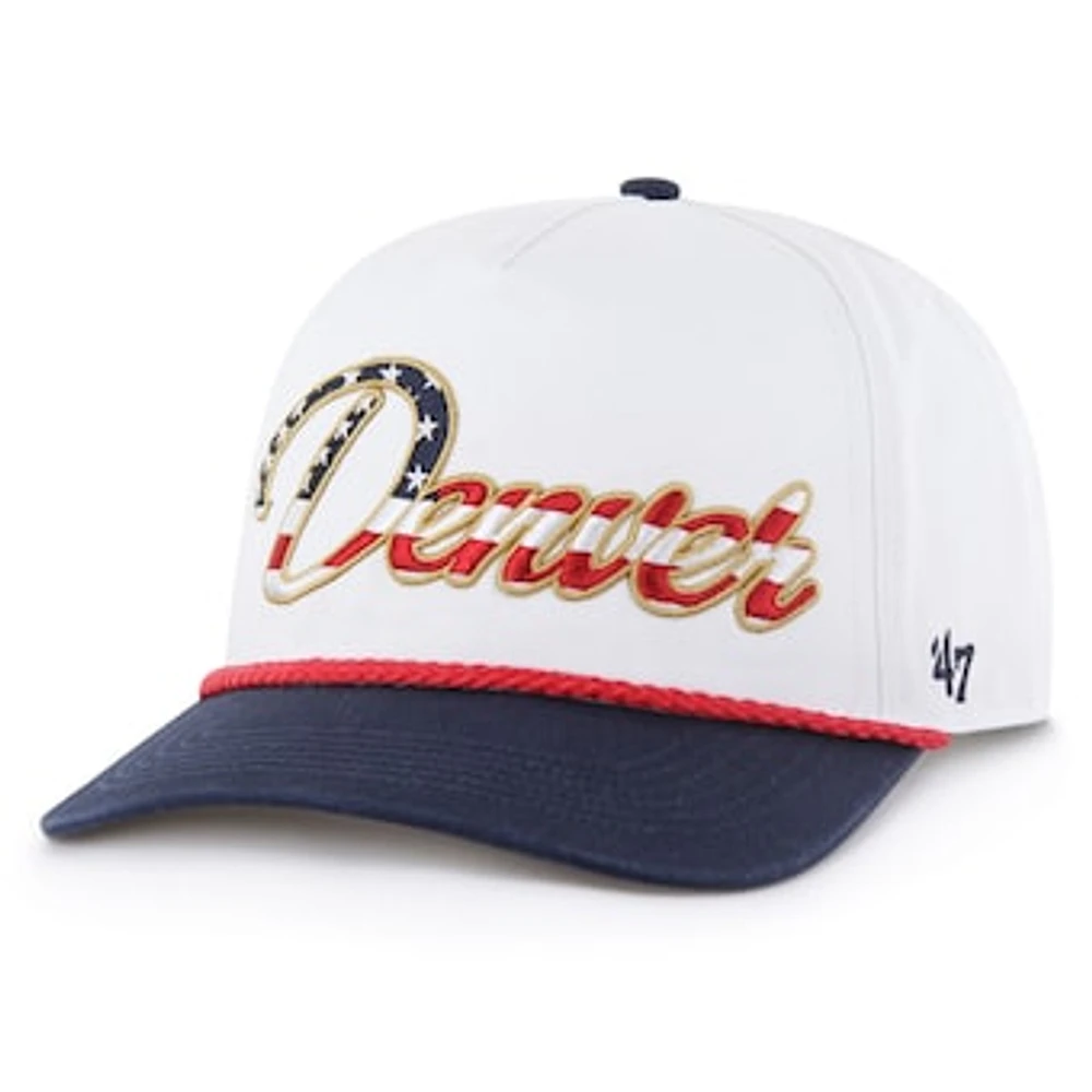 Men's '47 White Denver Broncos Patriotic Overhand Hitch Adjustable Hat