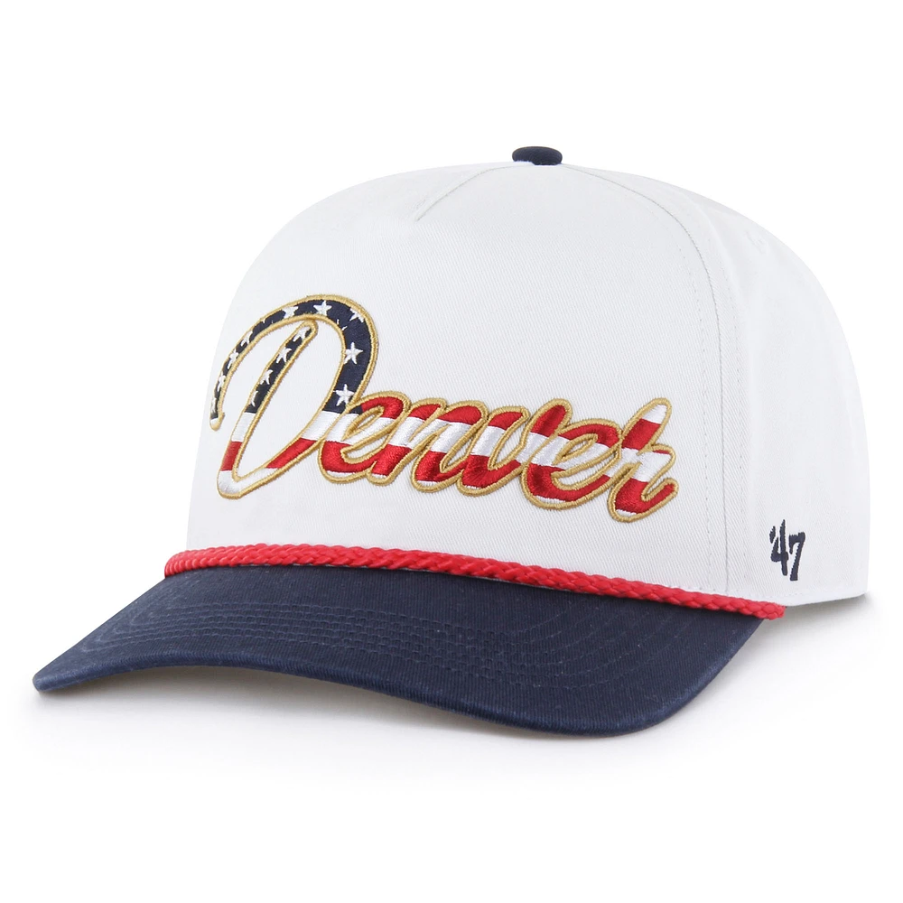 Men's '47 White Denver Broncos Patriotic Overhand Hitch Adjustable Hat