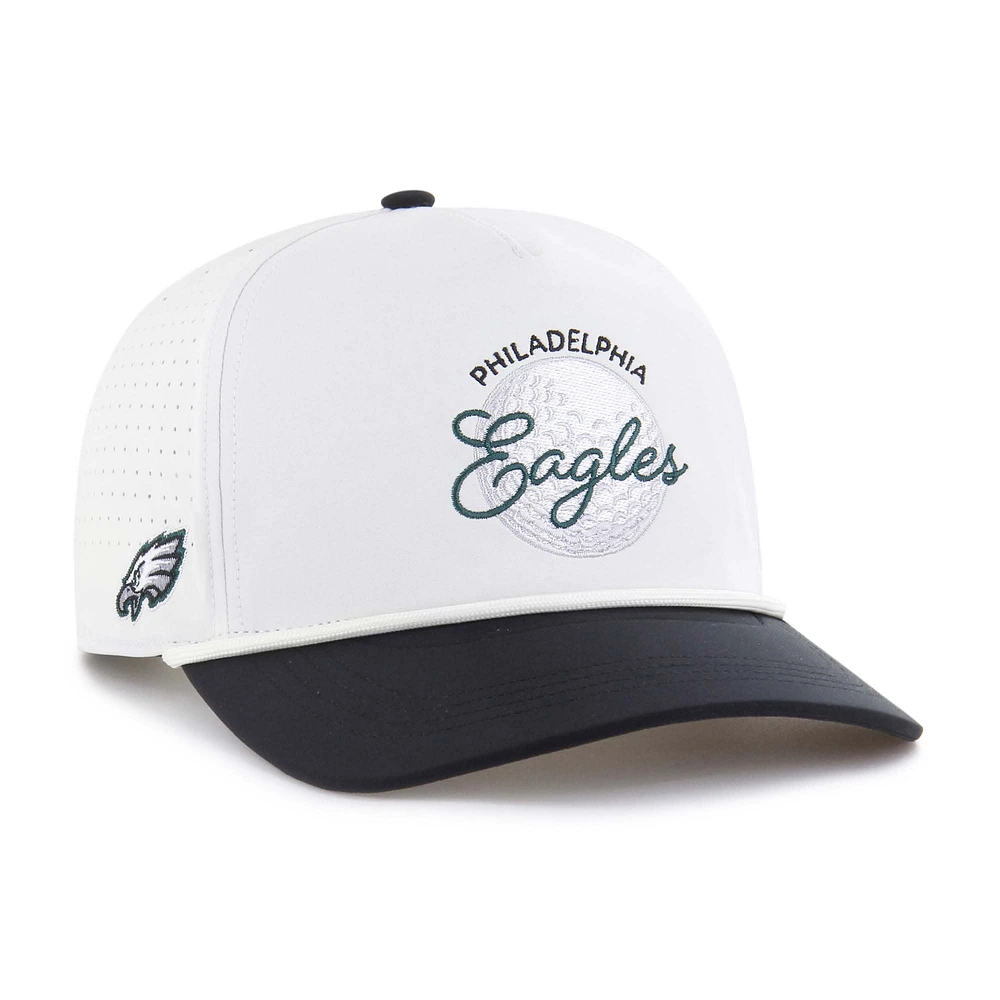 Men's '47 White/Black Philadelphia Eagles Gimmie Golf Hitch Rope Adjustable Hat