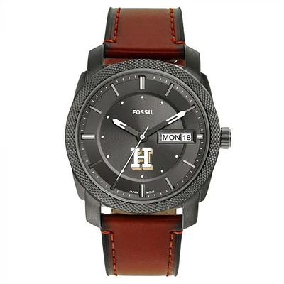 Men's Fossil Hamilton Continentals Machine Three-Hand Date Brown Leather Watch