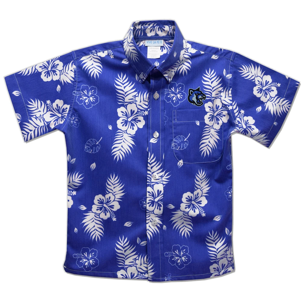 Toddler Vive La Fete Blue Cal State San Marcos Cougars Hawaiian Print Button-Down Shirt