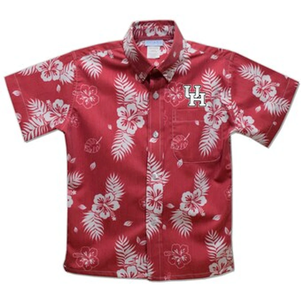 Toddler Vive La Fete Red Houston Cougars Hawaiian Print Button-Down Shirt