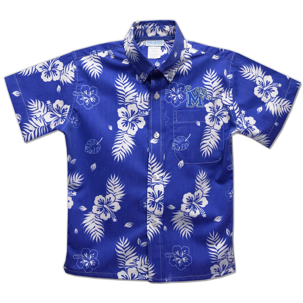 Toddler Vive La Fete Royal Memphis Tigers Hawaiian Print Button-Down Shirt