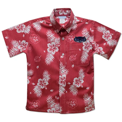 Toddler Vive La Fete Red Florida Atlantic Owls Hawaiian Print Button-Down Shirt