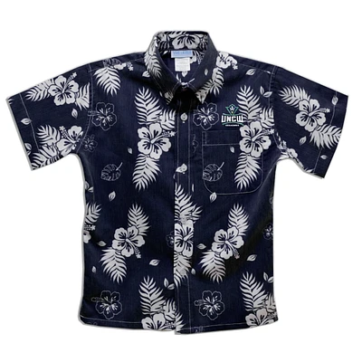 Toddler Vive La Fete Navy UNC Wilmington Seahawks Hawaiian Print Button-Down Shirt