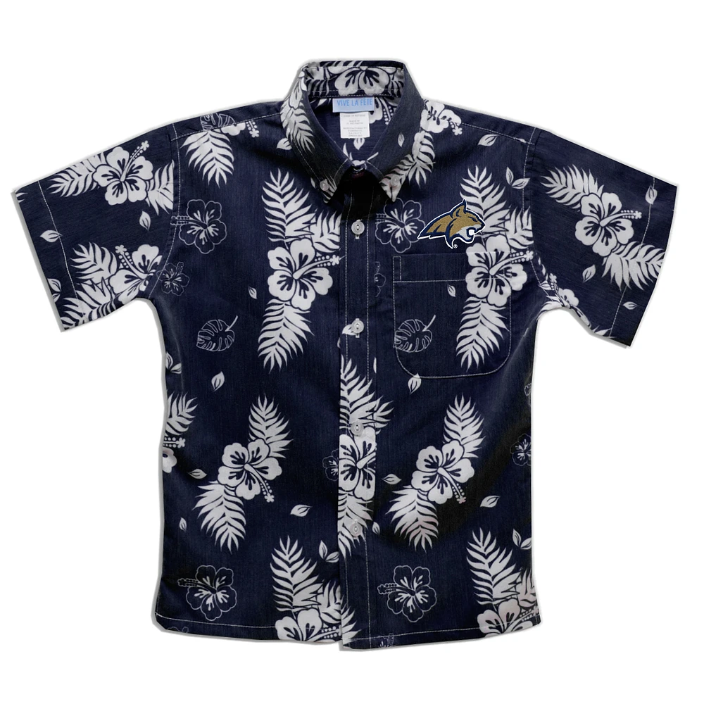 Toddler Vive La Fete Navy Montana State Bobcats Hawaiian Print Button-Down Shirt