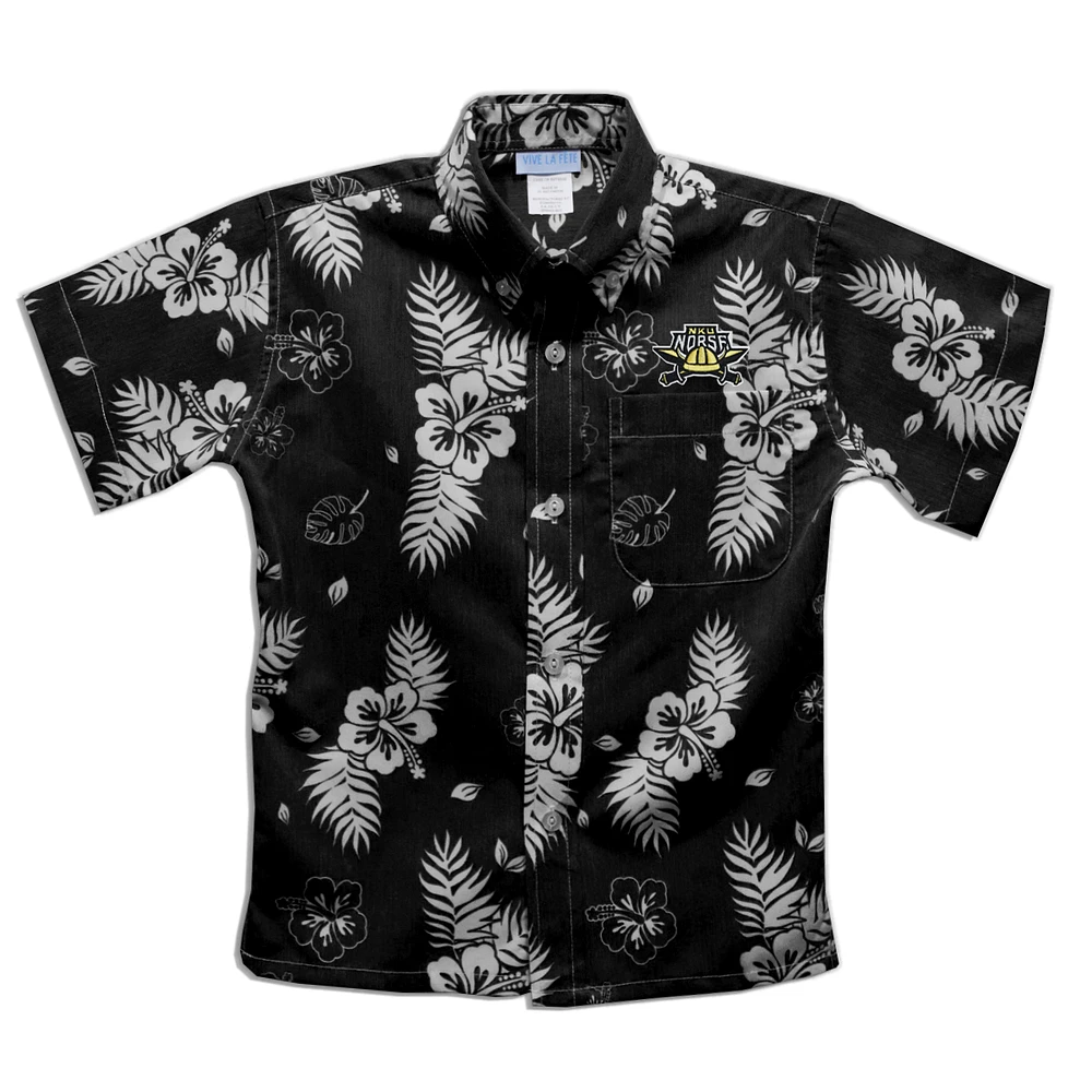 Toddler Vive La Fete Black Northern Kentucky University Norse Hawaiian Print Button-Down Shirt