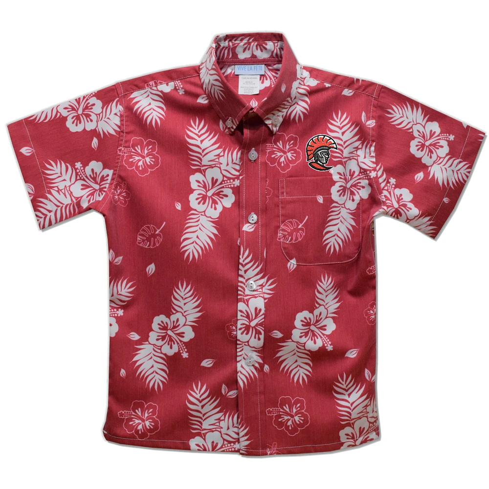 Toddler Vive La Fete Red Tampa Spartans Hawaiian Print Button-Down Shirt
