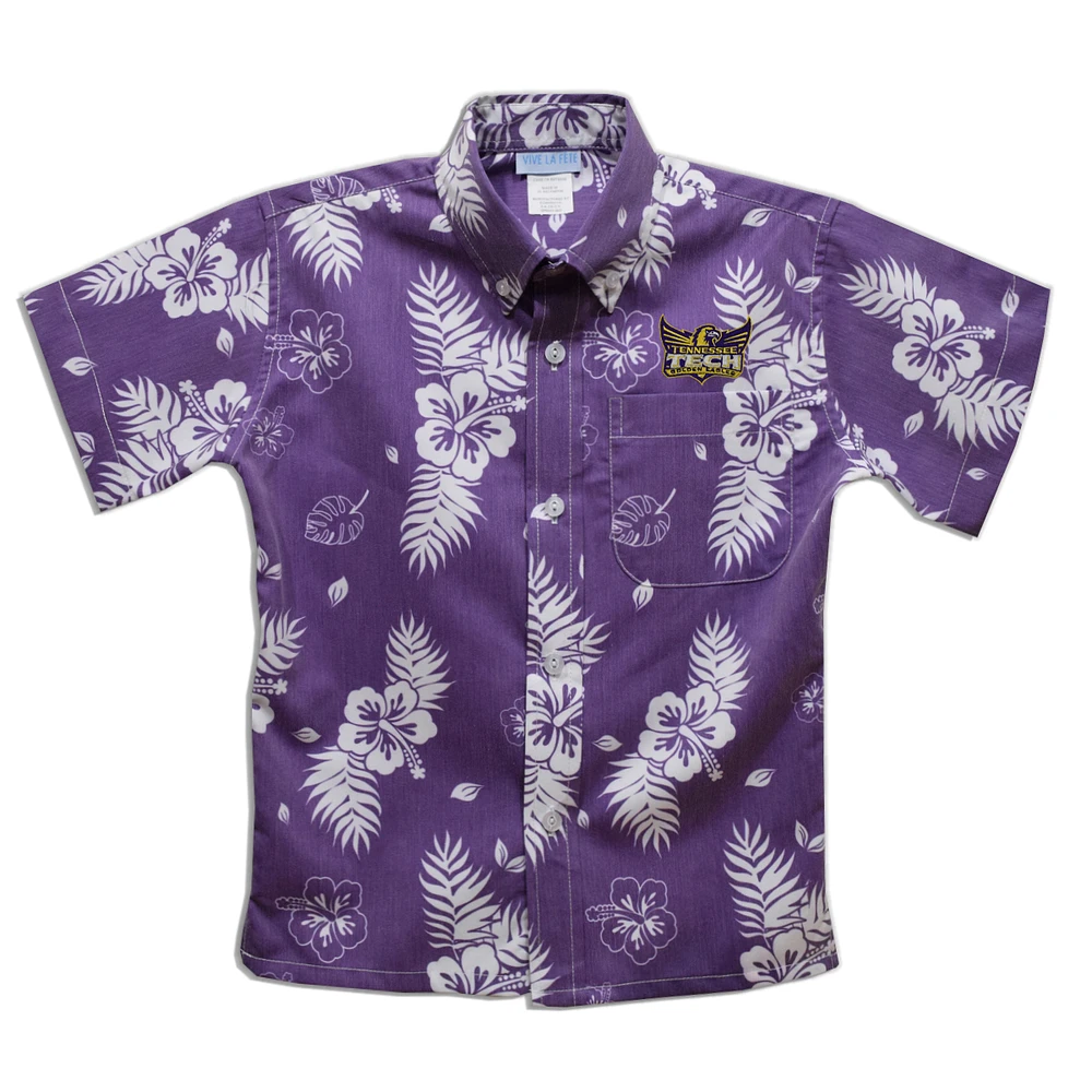 Toddler Vive La Fete Purple Tennessee Tech Golden Eagles Hawaiian Print Button-Down Shirt