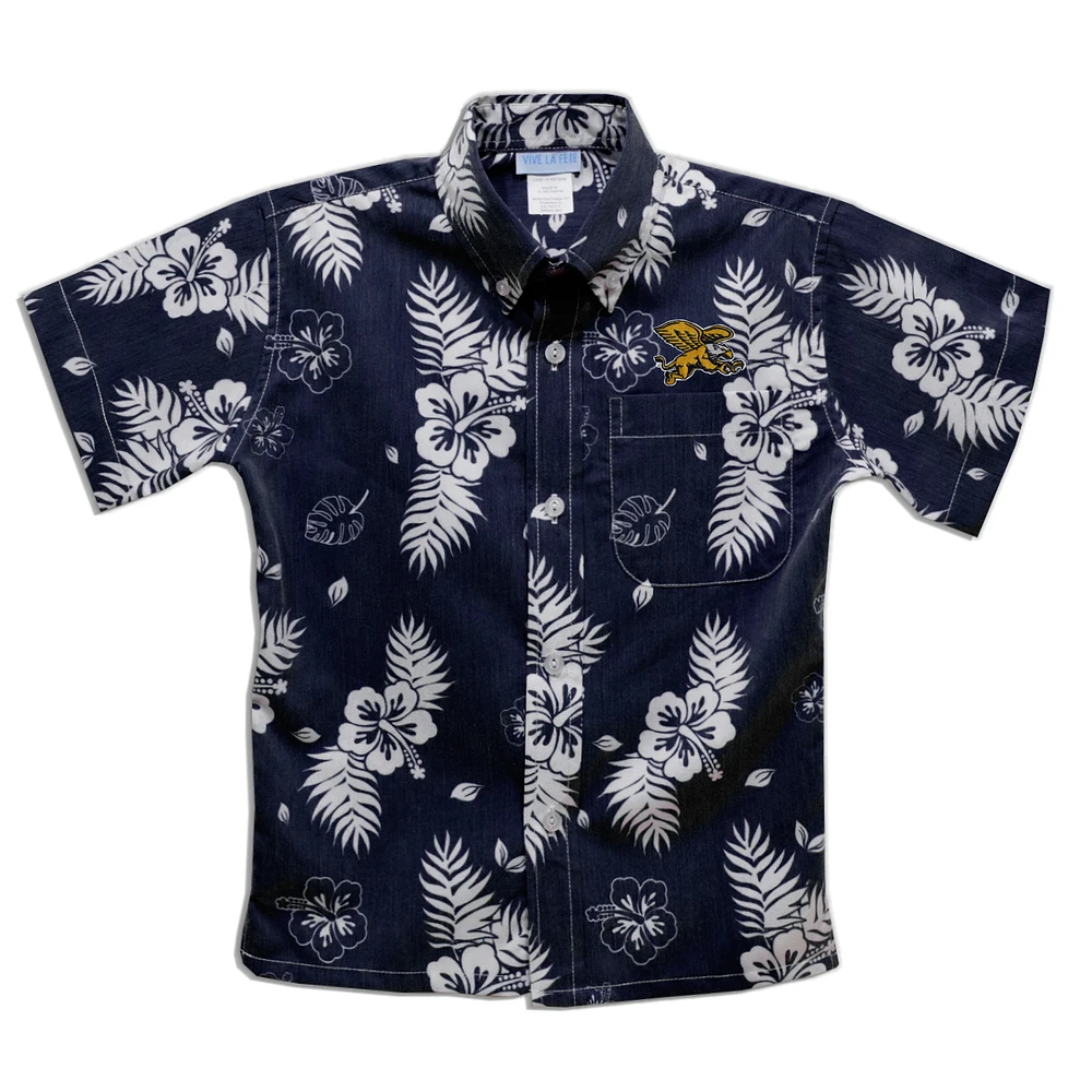 Youth Vive La Fete Navy Canisius College Golden Griffins Hawaiian Print Button-Down Shirt