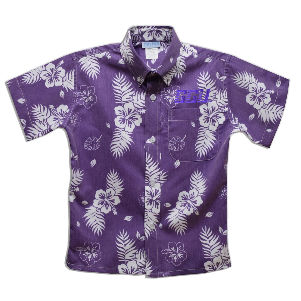 Youth Vive La Fete Purple Grand Canyon Antelopes Hawaiian Print Button-Down Shirt