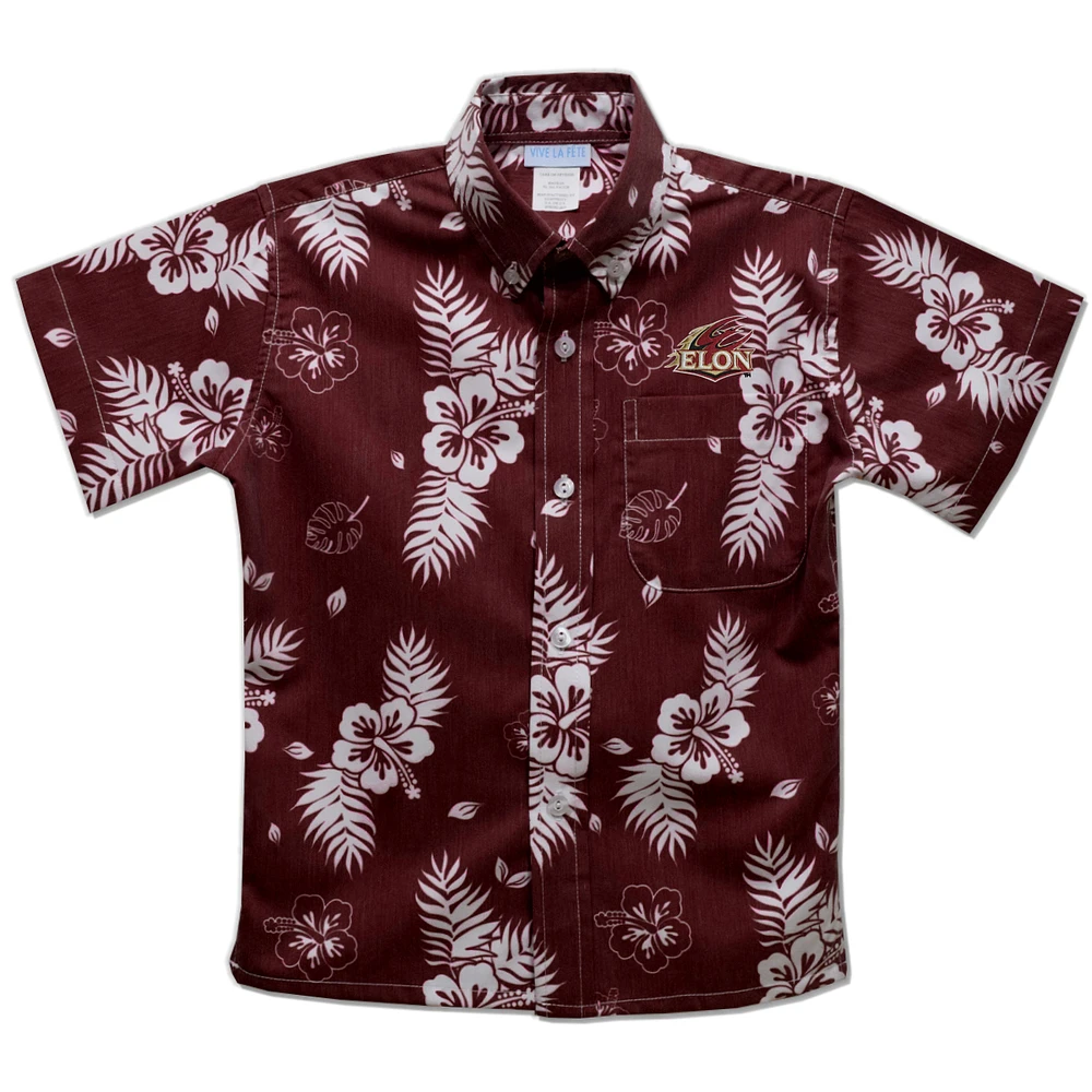Youth Vive La Fete Maroon Elon Phoenix Hawaiian Print Button-Down Shirt