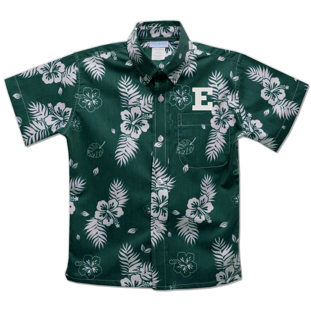 Youth Vive La Fete Green Eastern Michigan Eagles Hawaiian Print Button-Down Shirt