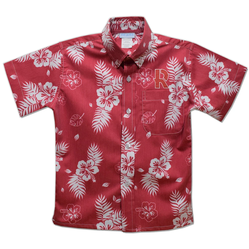 Youth Vive La Fete Red Rose-Hulman Institute of Technology Hawaiian Print Button-Down Shirt