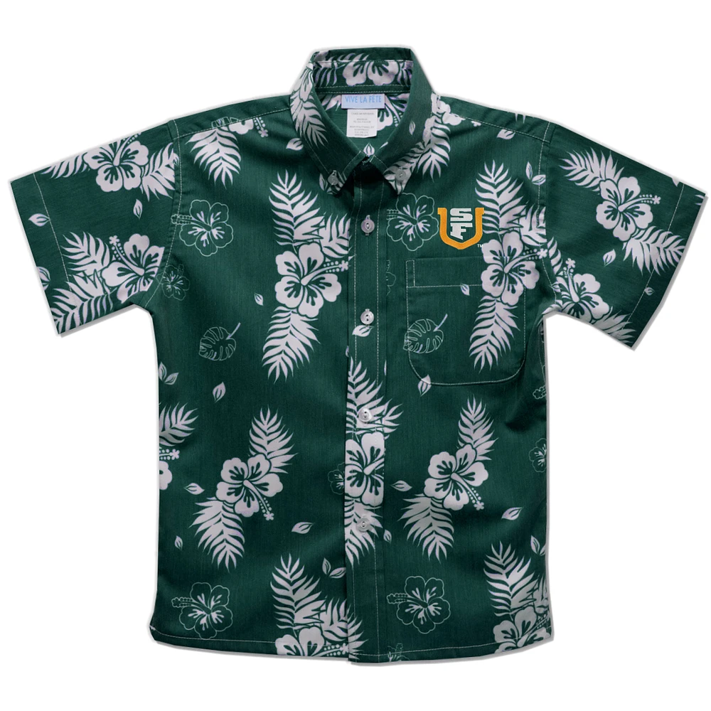 Youth Vive La Fete Green San Francisco Dons Hawaiian Print Button-Down Shirt