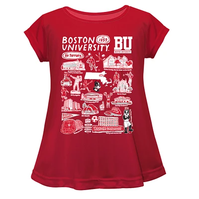 Girls Toddler Vive La Fete Red Boston University Impressions Artwork A-Line Top