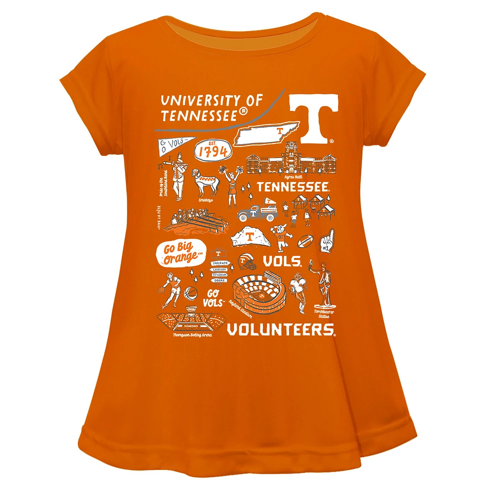 Girls Toddler Vive La Fete Orange Tennessee Volunteers Impressions Artwork A-Line Top
