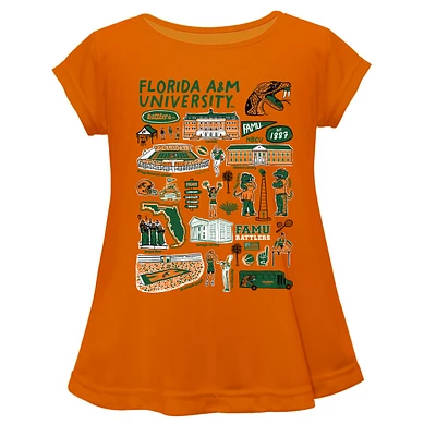 Girls Youth Vive La Fete Orange Florida A&M Rattlers Impressions Artwork A-Line Top