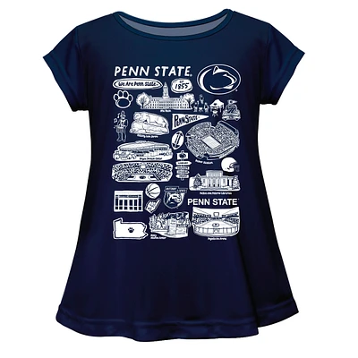 Girls Youth Vive La Fete Navy Penn State Nittany Lions Impressions Artwork A-Line Top