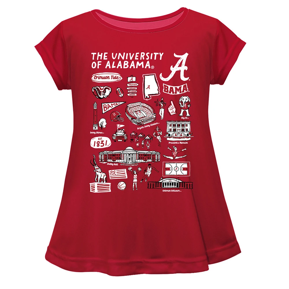Girls Youth Vive La Fete Crimson Alabama Tide Impressions Artwork A-Line Top