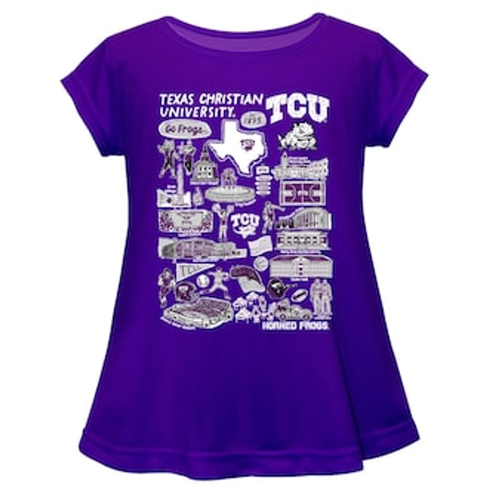 Girls Youth Vive La Fete Purple TCU Horned Frogs Impressions Artwork A-Line Top