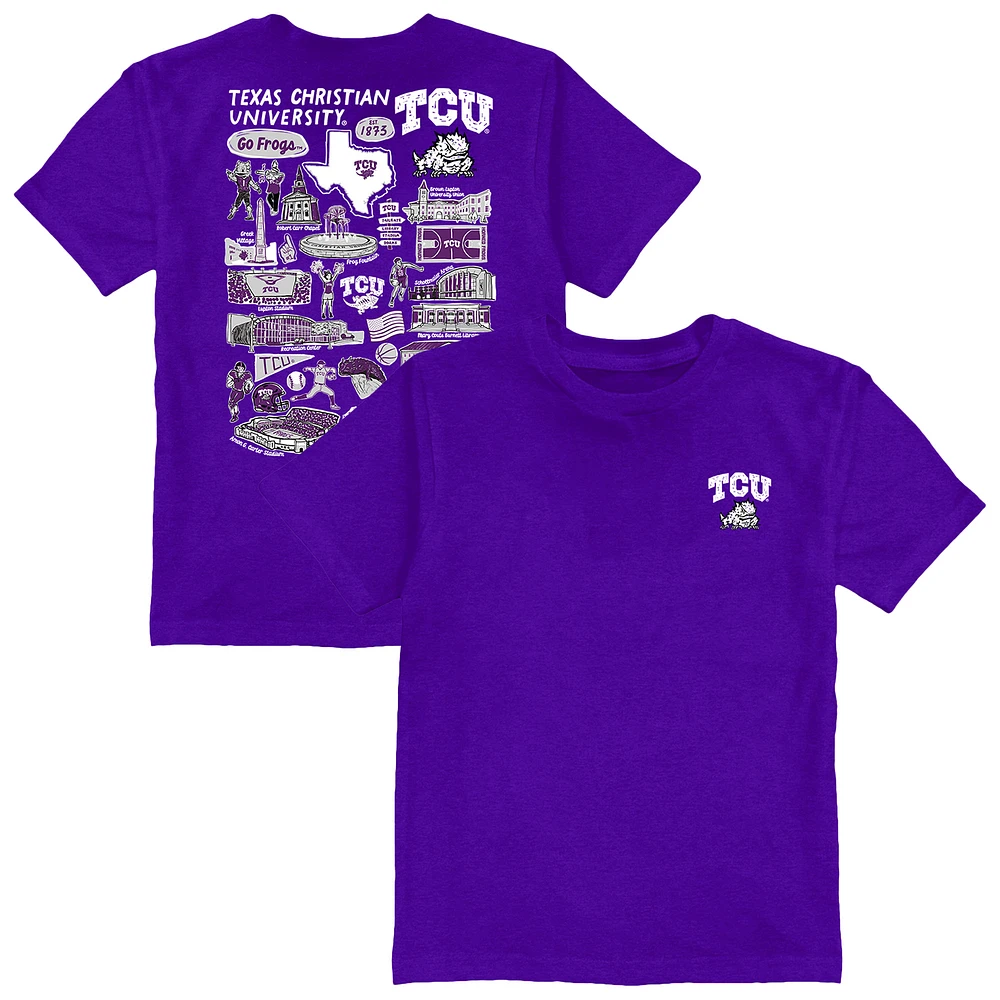 Toddler Vive La Fete Purple TCU Horned Frogs Impressions Artwork T-Shirt