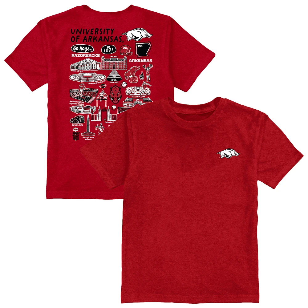 Youth Vive La Fete Cardinal Arkansas Razorbacks Impressions Artwork T-Shirt