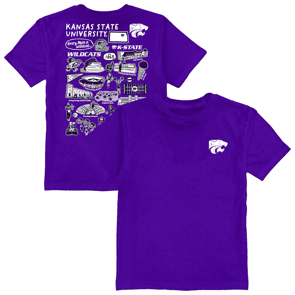 Youth Vive La Fete Purple Kansas State Wildcats Impressions Artwork T-Shirt