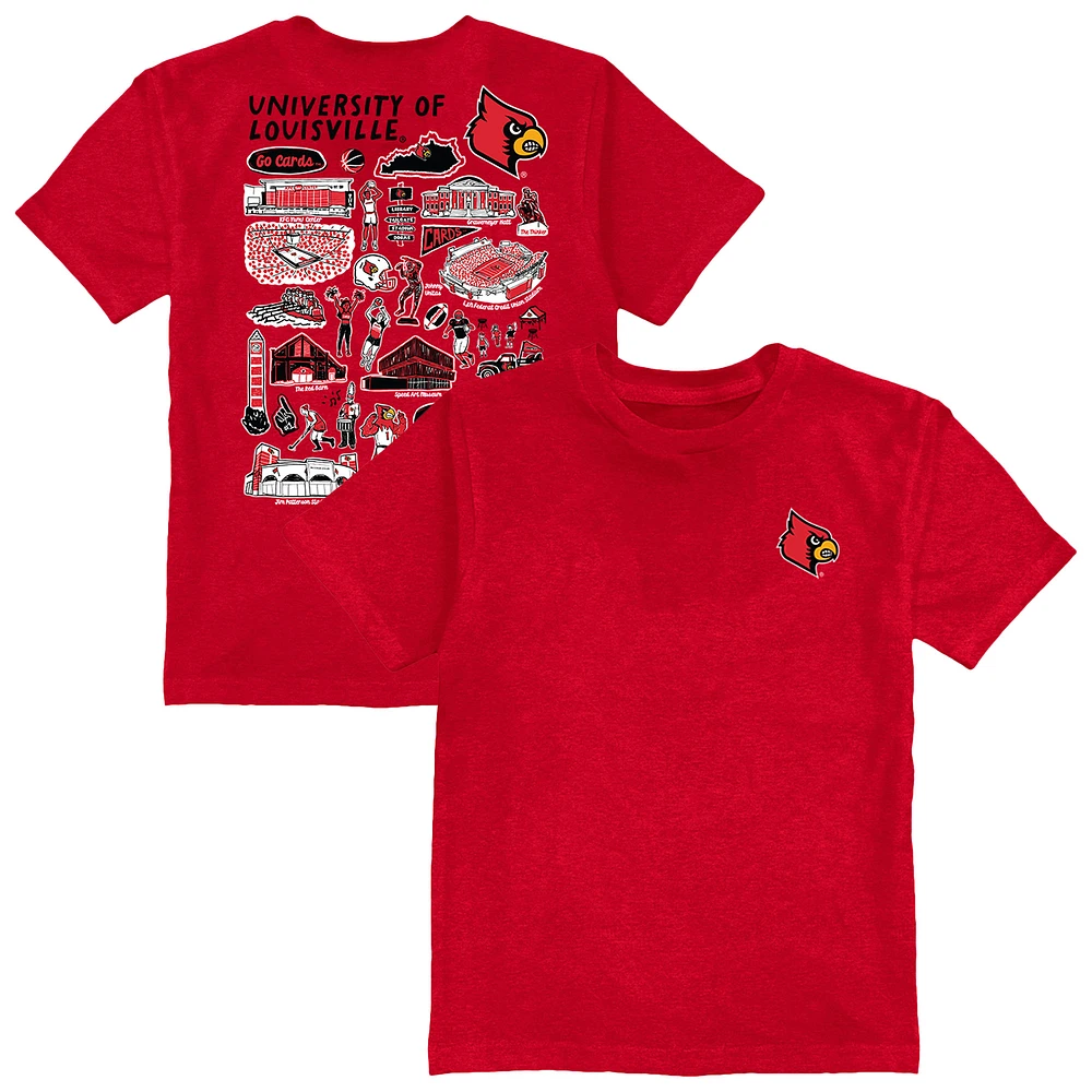 Youth Vive La Fete Red Louisville Cardinals Impressions Artwork T-Shirt