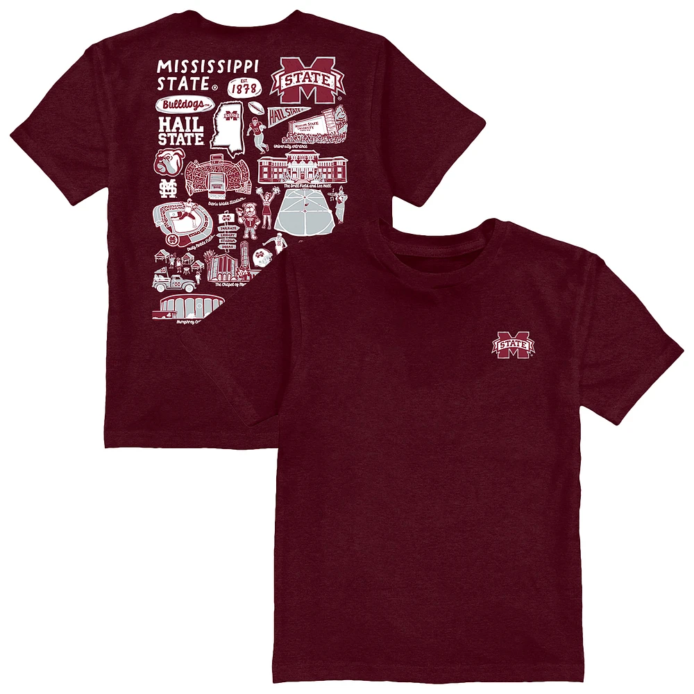 Youth Vive La Fete Maroon Mississippi State Bulldogs Impressions Artwork T-Shirt