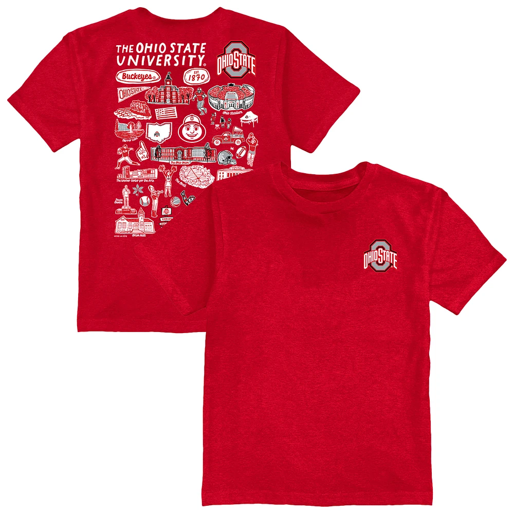 Youth Vive La Fete Scarlet Ohio State Buckeyes Impressions Artwork T-Shirt
