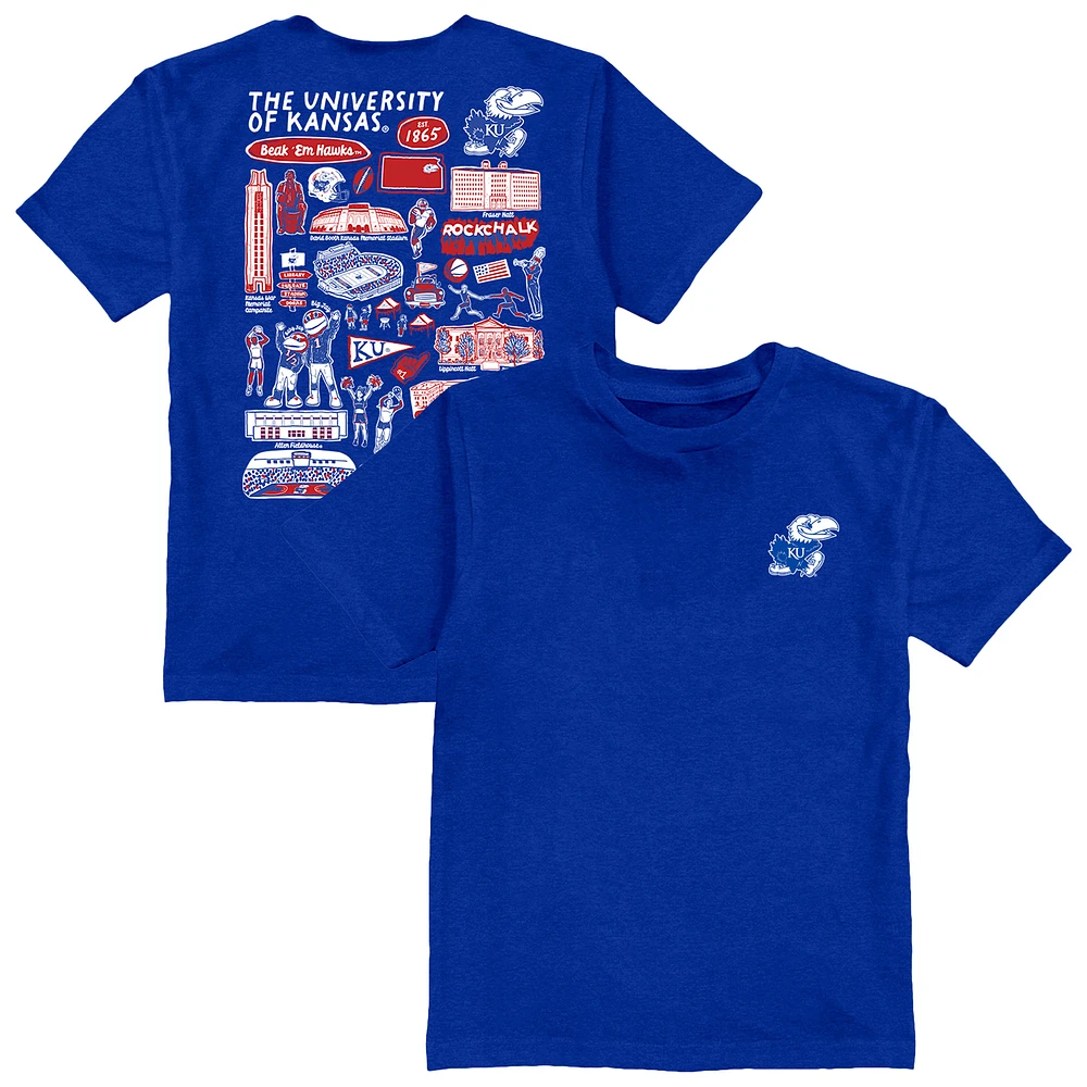 Youth Vive La Fete Royal Kansas Jayhawks Impressions Artwork T-Shirt