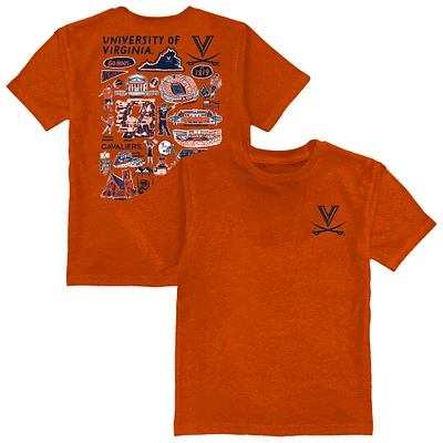 Youth Vive La Fete Orange Virginia Cavaliers Impressions Artwork T-Shirt