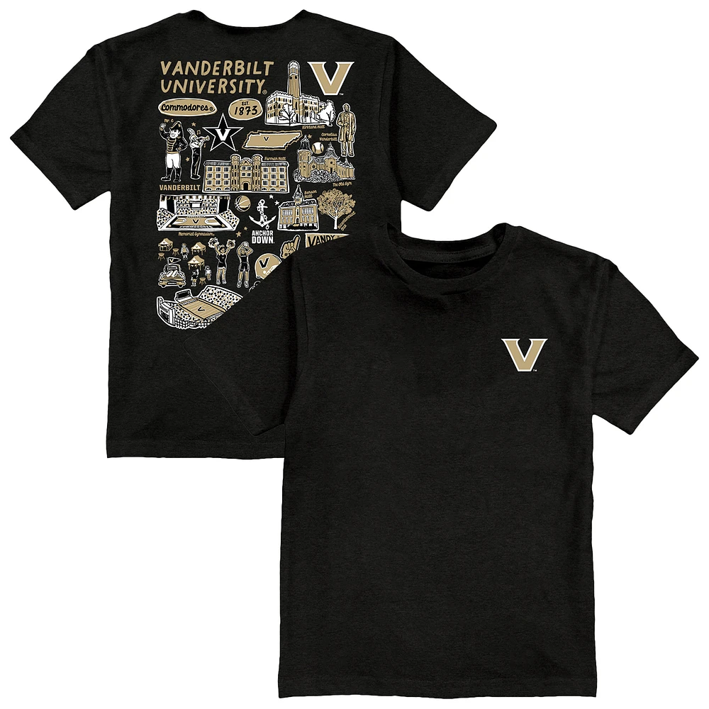 Youth Vive La Fete Black Vanderbilt Commodores Impressions Artwork T-Shirt