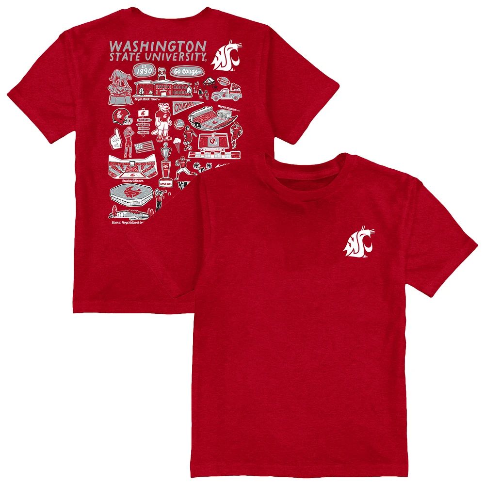 Youth Vive La Fete Crimson Washington State Cougars Impressions Artwork T-Shirt