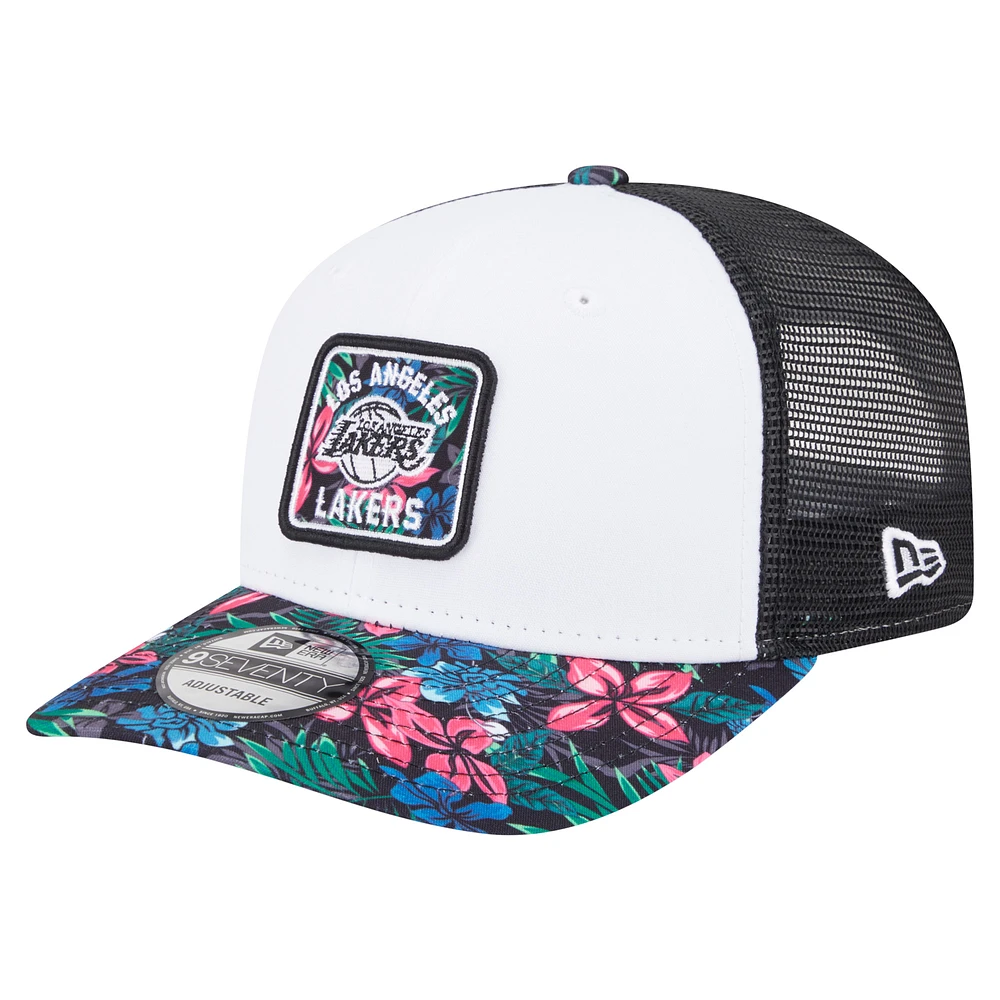 Men's New Era White Los Angeles Lakers Floral 9SEVENTY Adjustable Hat