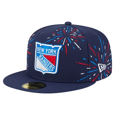 Men's New Era Navy New York Rangers Americana Fireworks 59FIFTY Fitted Hat