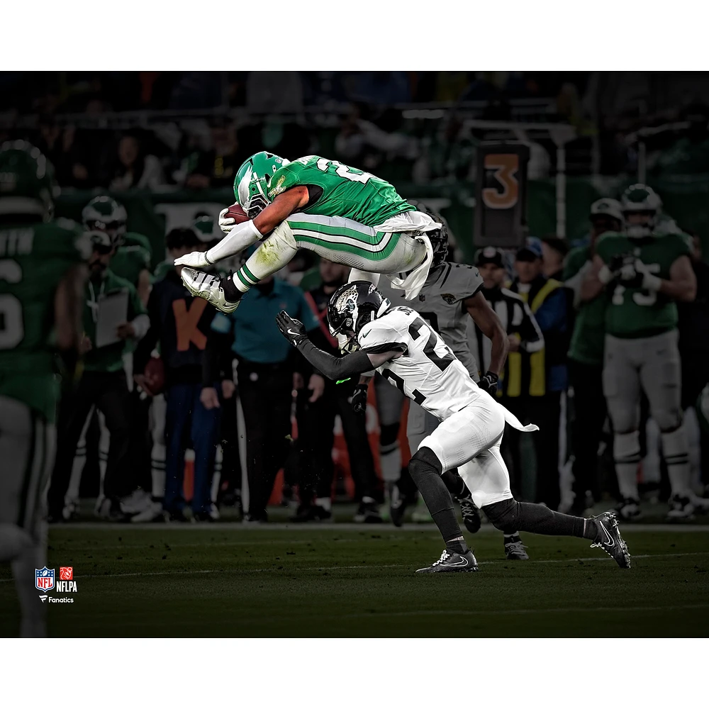 Saquon Barkley Philadelphia Eagles Unsigned Reverse Hurdle Photograph