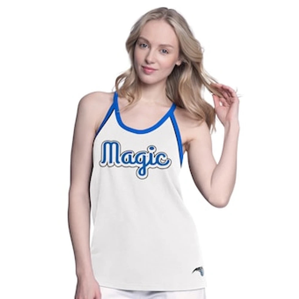 Women's G-III 4Her by Carl Banks White Orlando Magic Curveball Racerback Scoop Neck Slub Tank Top