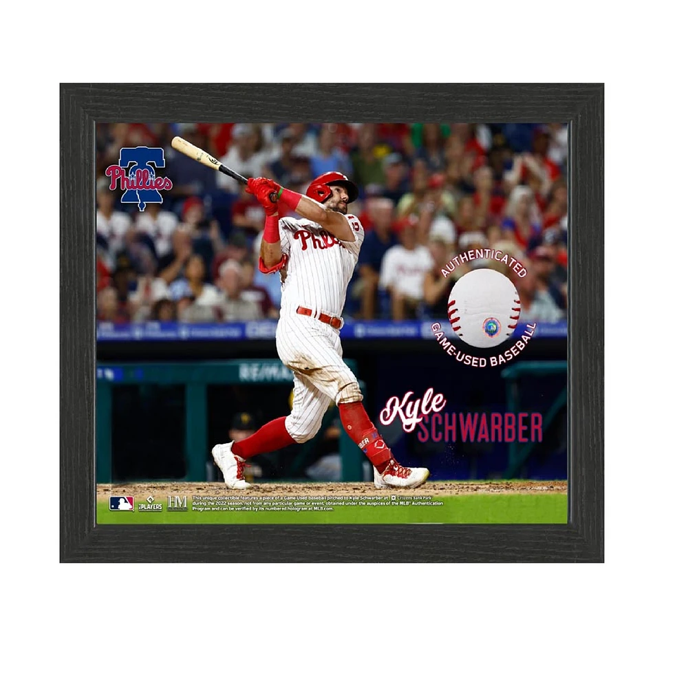 Kyle Schwarber Philadelphia Phillies Framed Photograph with Game-Used Ball Swatch