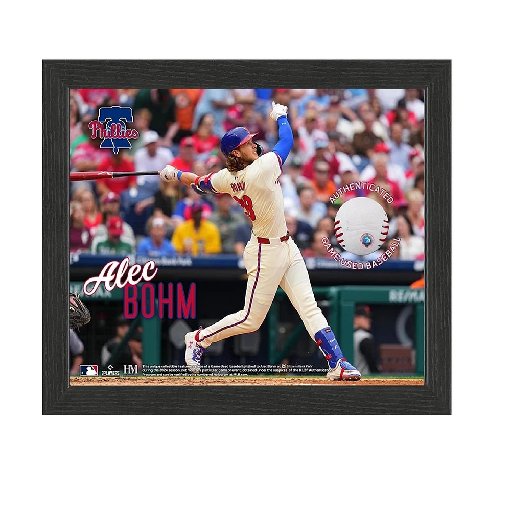 Alec Bohm Philadelphia Phillies Framed Photograph with Game-Used Ball Swatch